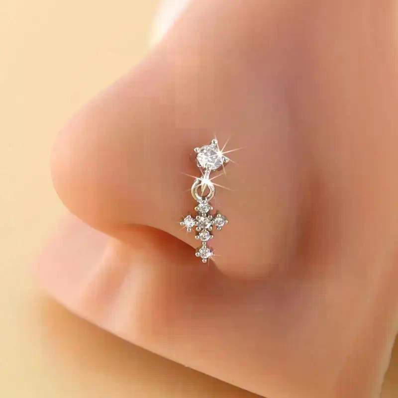 Body Jewelry And Piercing - Dangle Nose Rings For Women Cross