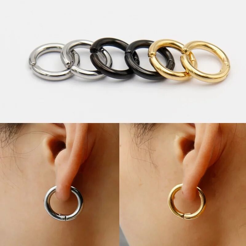 Body Jewelry And Piercing - 2/6Pcs Fake Huggie Hoop Earrings for