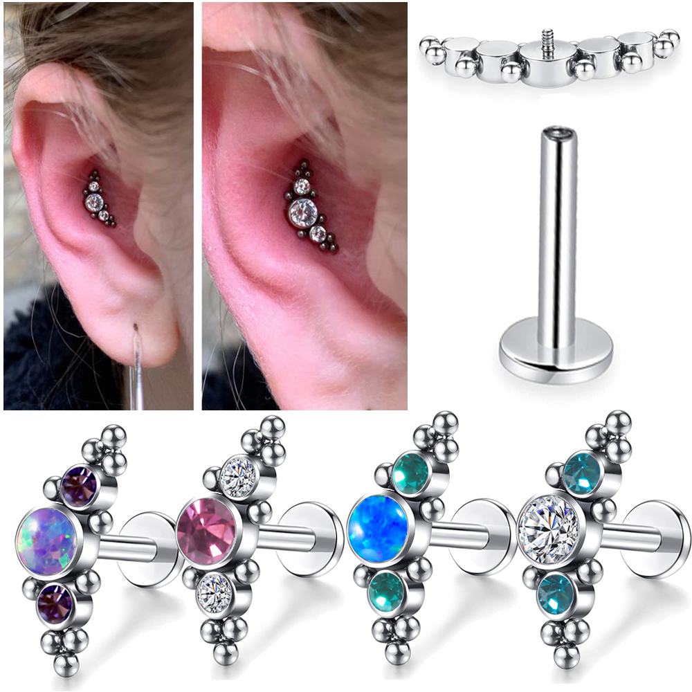 Cluster Stud Ear - 4PCS 316L Surgical Steel 16G Cz