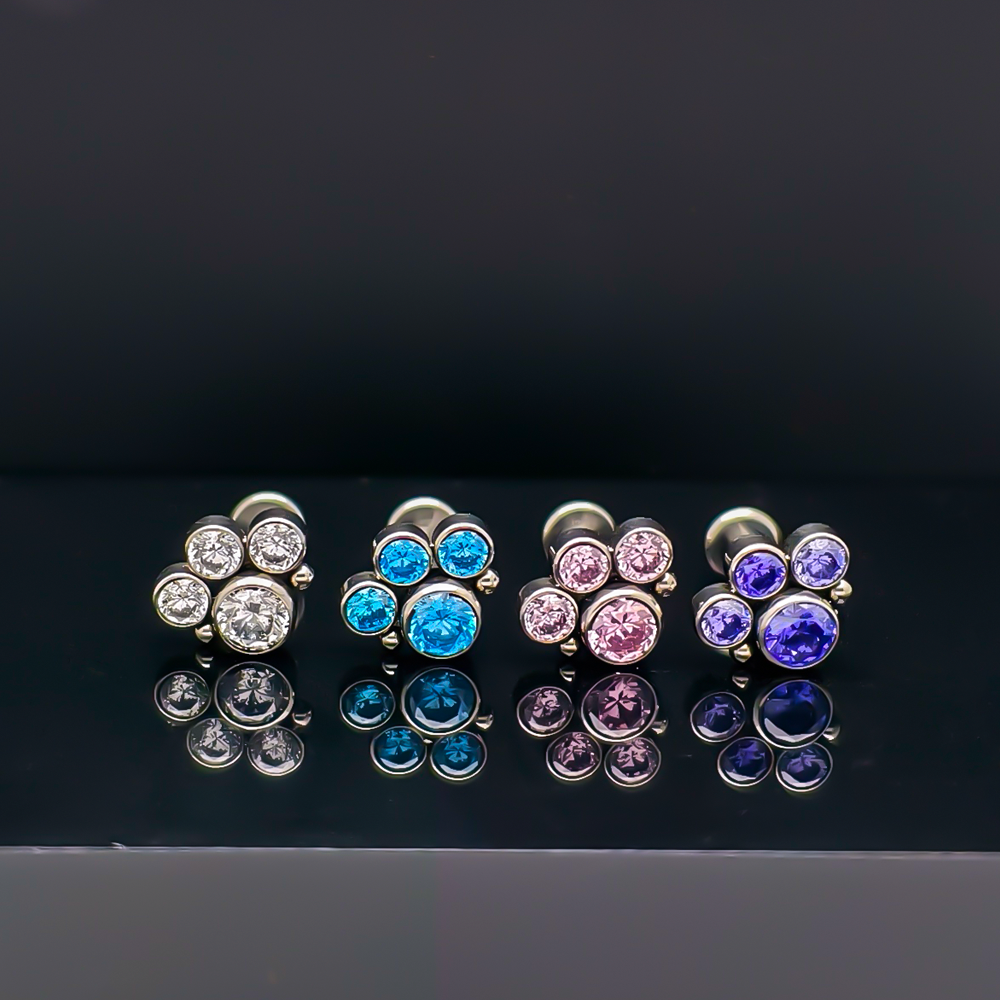 Cluster Stud Ear - G23 Titanium CZ Zircon Cluster Internal