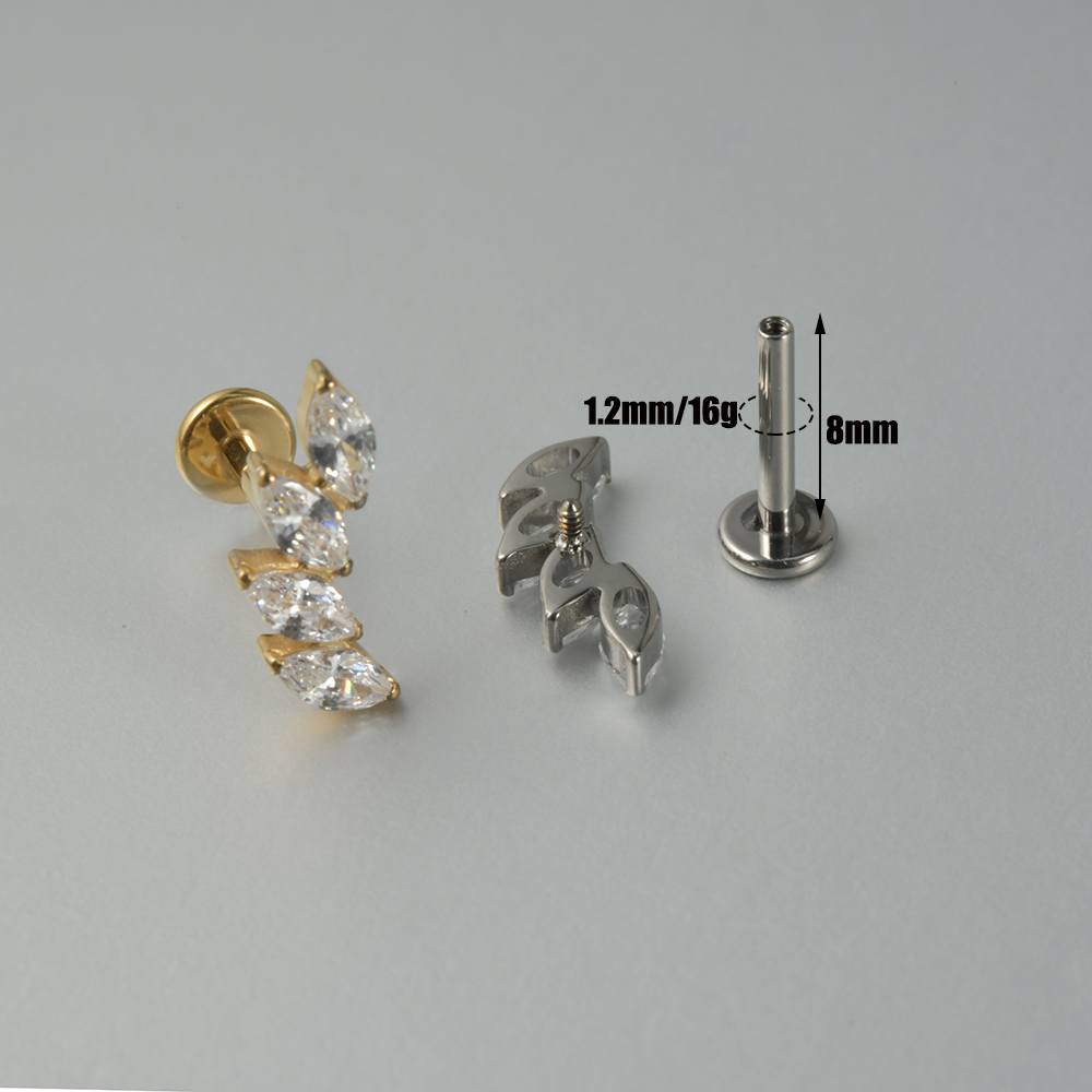 1PC Zircon G23 Solid Titanium  – Cluster Stud Ear Bewertung und Preis