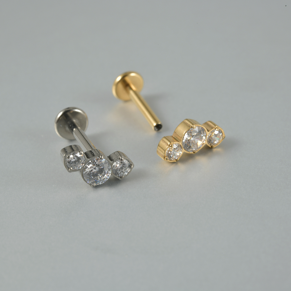 1PC Zircon G23 Solid Titanium  – Cluster Stud Ear Bewertung und Preis