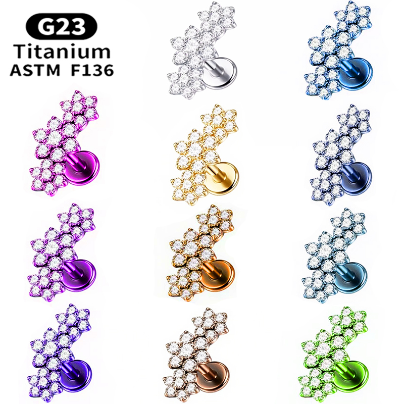 1PC G23 Titanium Three Flower  – Cluster Stud Ear Bewertung und Preis