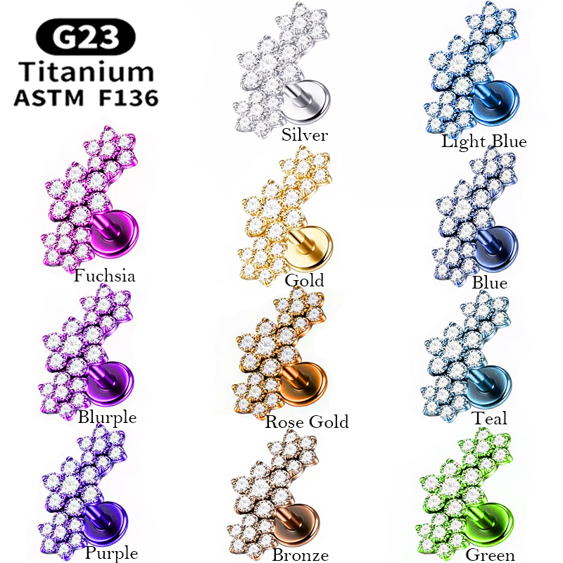 1PC G23 Titanium Three Flower  – Cluster Stud Ear Bewertung und Preis