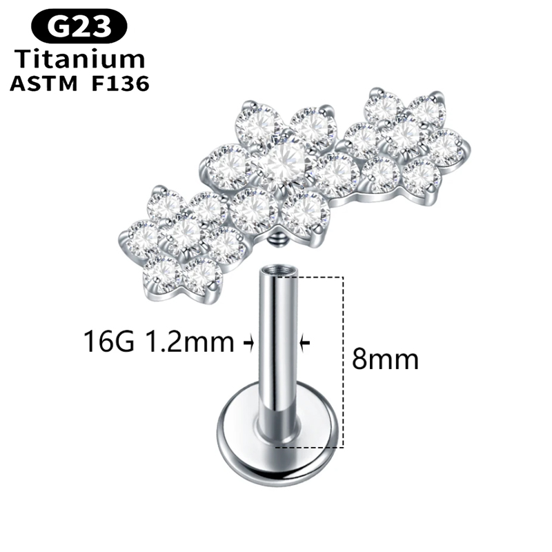 1PC G23 Titanium Three Flower  – Cluster Stud Ear Bewertung und Preis