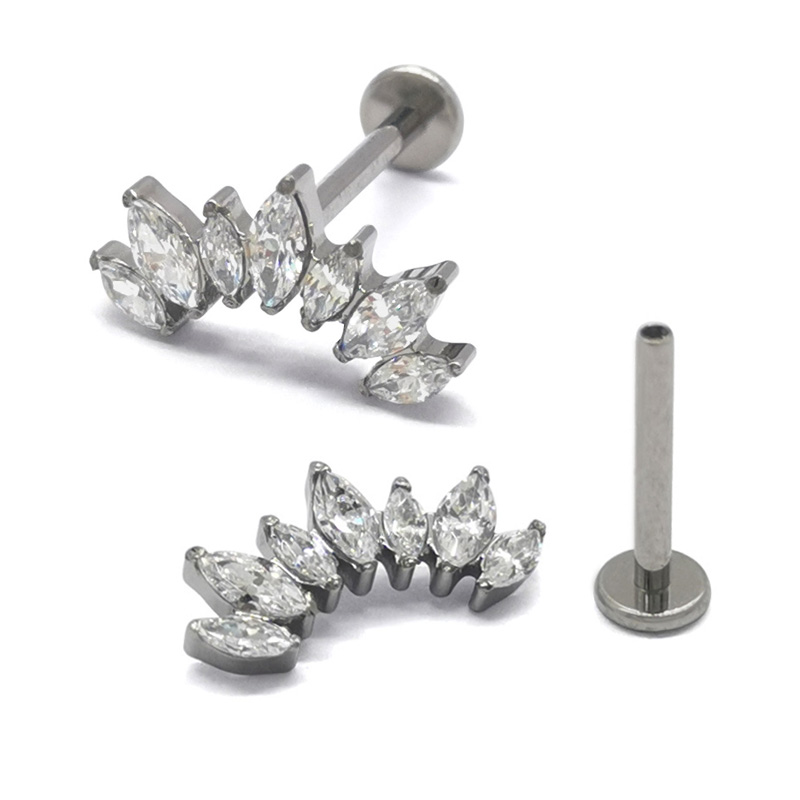 G23 Titanium PIERC 7 Zircon Ma – Cluster Stud Ear Bewertung und Preis