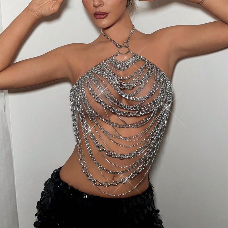 Female Festival Outfit Handmad – Body Jewelry Nipple Chain Bewertung und Preis