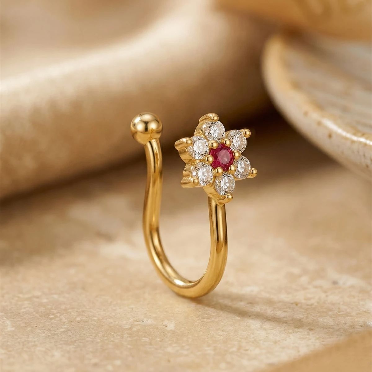 1PC Flower Shaped No Piercing  – Body Jewelry On Sale Bewertung und Preis