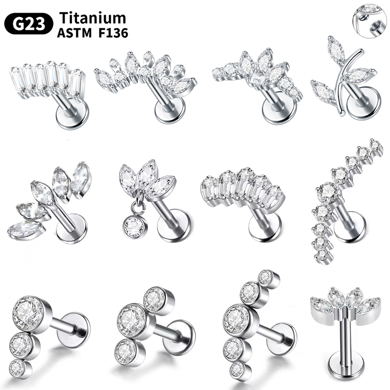 1/5Pcs G23 Titanium Ear Labret – Cluster Stud Ear Bewertung und Preis