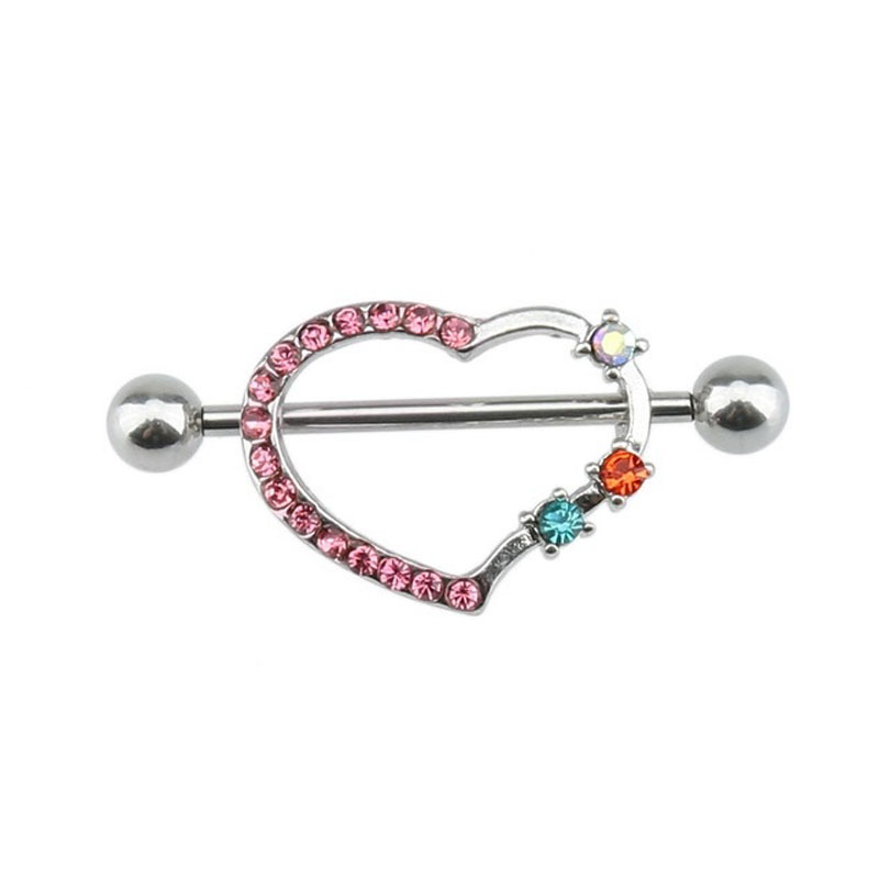 1Pair Nipple Ring Heart Gem Da – Body Jewelry Nipple Chain Bewertung und Preis