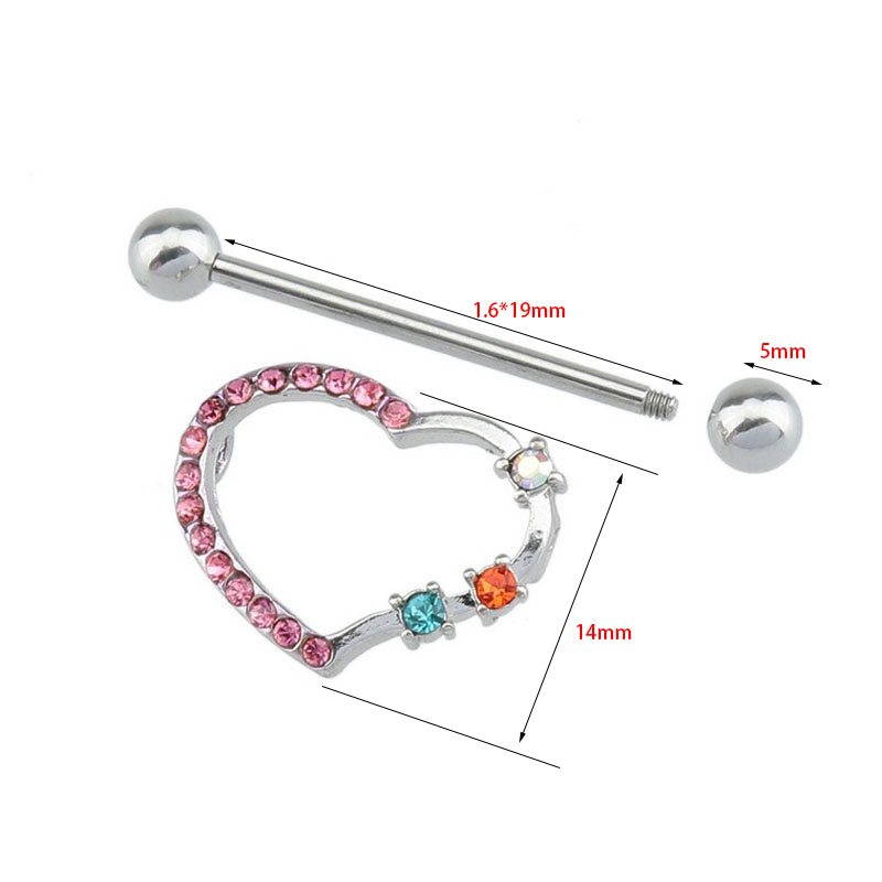 1Pair Nipple Ring Heart Gem Da – Body Jewelry Nipple Chain Bewertung und Preis
