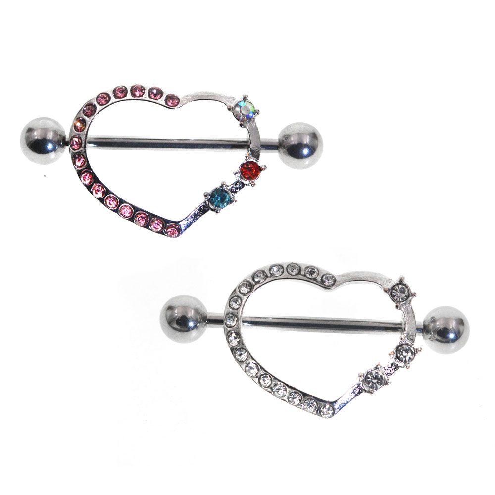 1Pair Nipple Ring Heart Gem Da – Body Jewelry Nipple Chain Bewertung und Preis