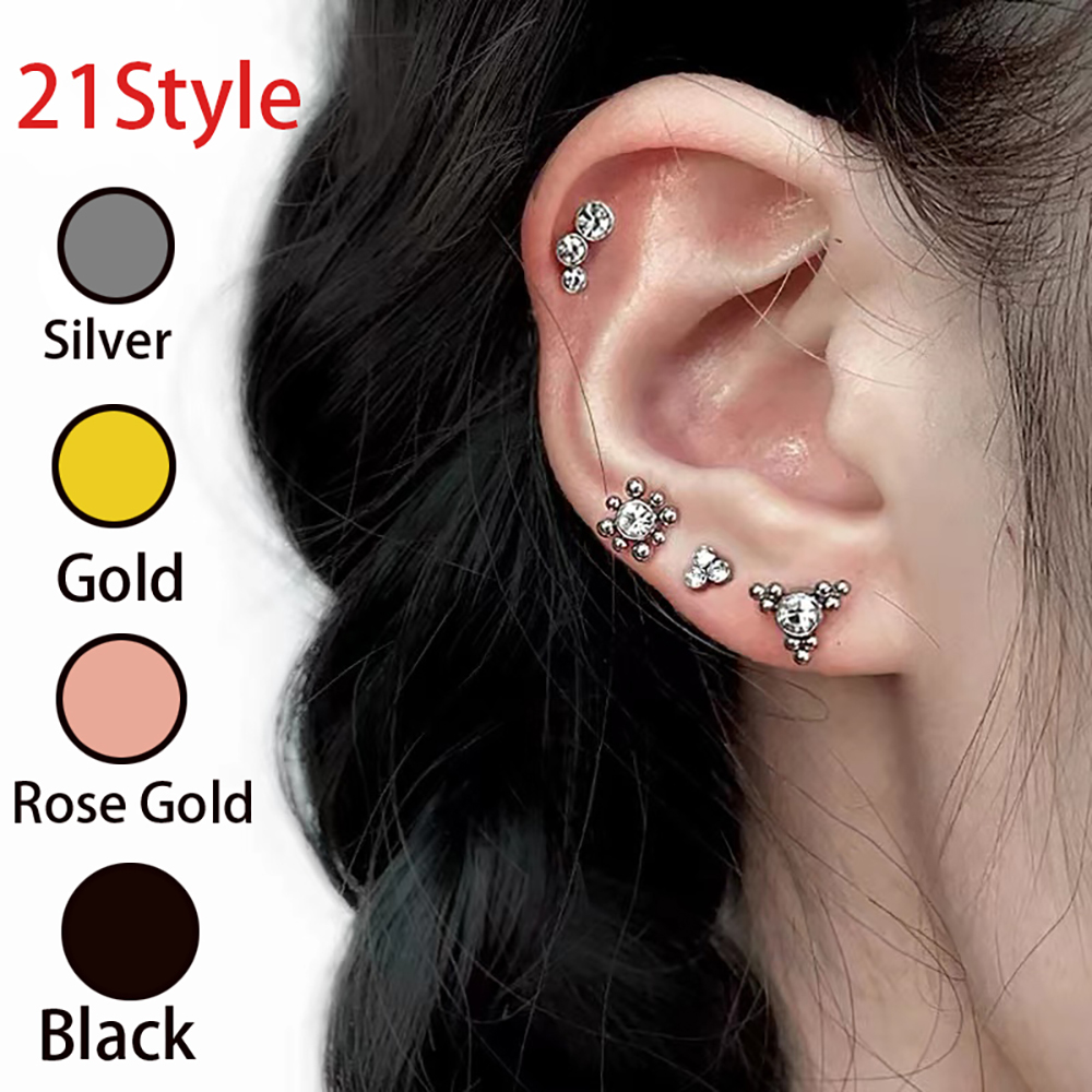 1PC Black Gold Silver Color St – Cluster Stud Ear Bewertung und Preis