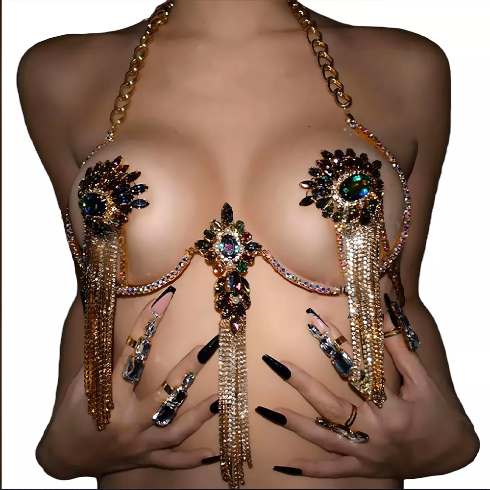 Sexy Tassel Color Crystal Ches – Body Jewelry Nipple Chain Bewertung und Preis