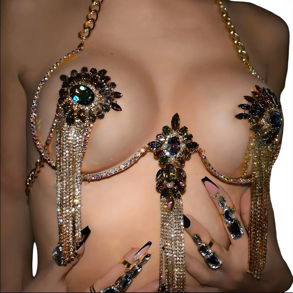 Sexy Tassel Color Crystal Ches – Body Jewelry Nipple Chain Bewertung und Preis