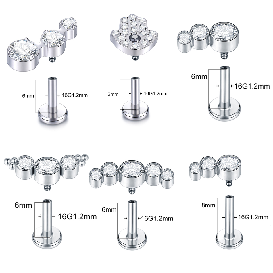 1PC Titanium 16G CZ Gem Labret – Cluster Stud Ear Bewertung und Preis